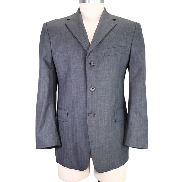 Hart Schaffner Marx Sport Coat Mens 42S Gray Plaid Jacket 3 Button Career Vtg - Picture 1 of 11